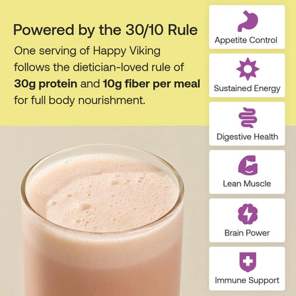 Happy Viking Plant-Based Protein Powder +100 Superfoods Chocolate Meal Replacement Shake, Created by Venus Williams, 30g Plant Protein, 10g Fiber, Vegan, Gluten-Free, Non-GMO,15 Meals Happy Viking