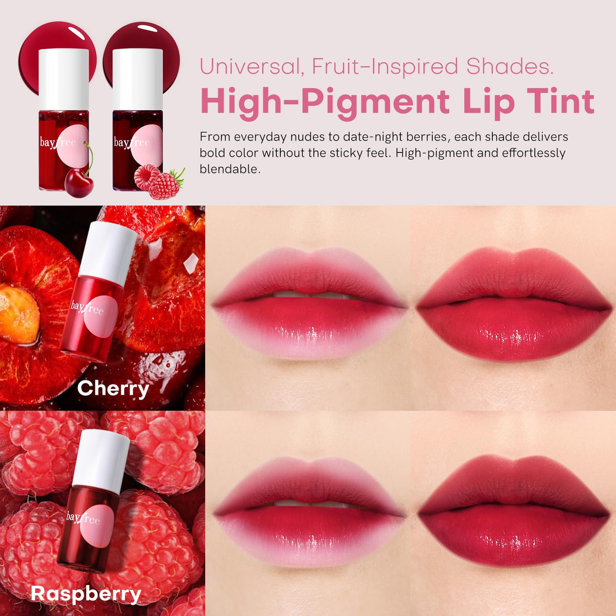 bayfree Lip Tint Stain Set, 2 PCS Lip & Cheek Tint Lightweight Non-sticky bayfree