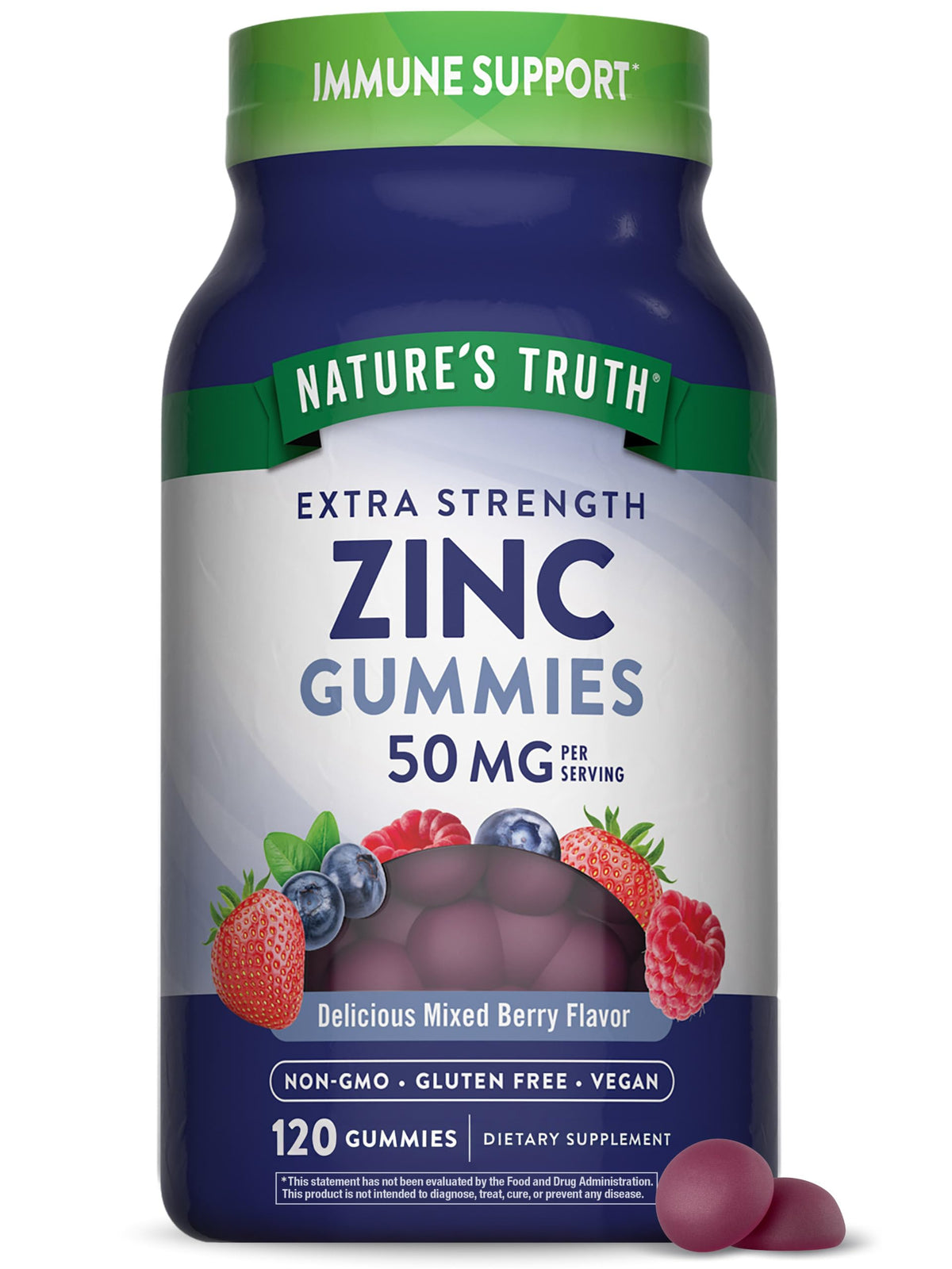 Nature's Truth Zinc Gummies for Adults | 50mg | 120 Count | Vegan, Non-GMO & Gluten Free Supplement | Mixed Berry Flavor Nature's Truth