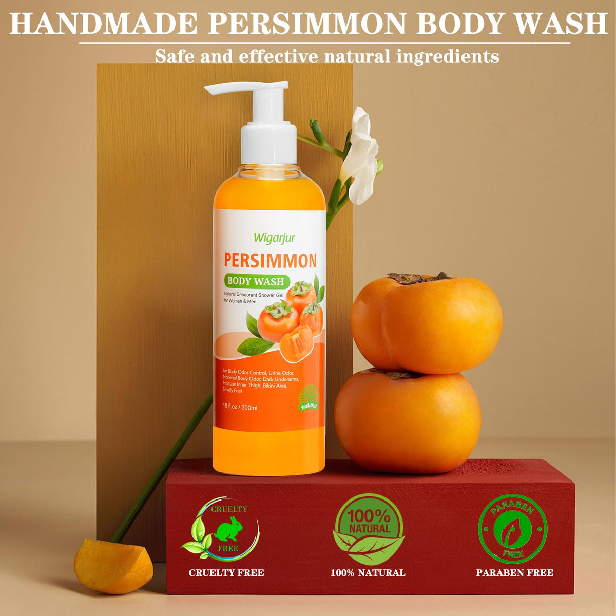 wigarjur Persimmon Body Wash for Old People Smell, Natural Deodorant Bar wigarjur