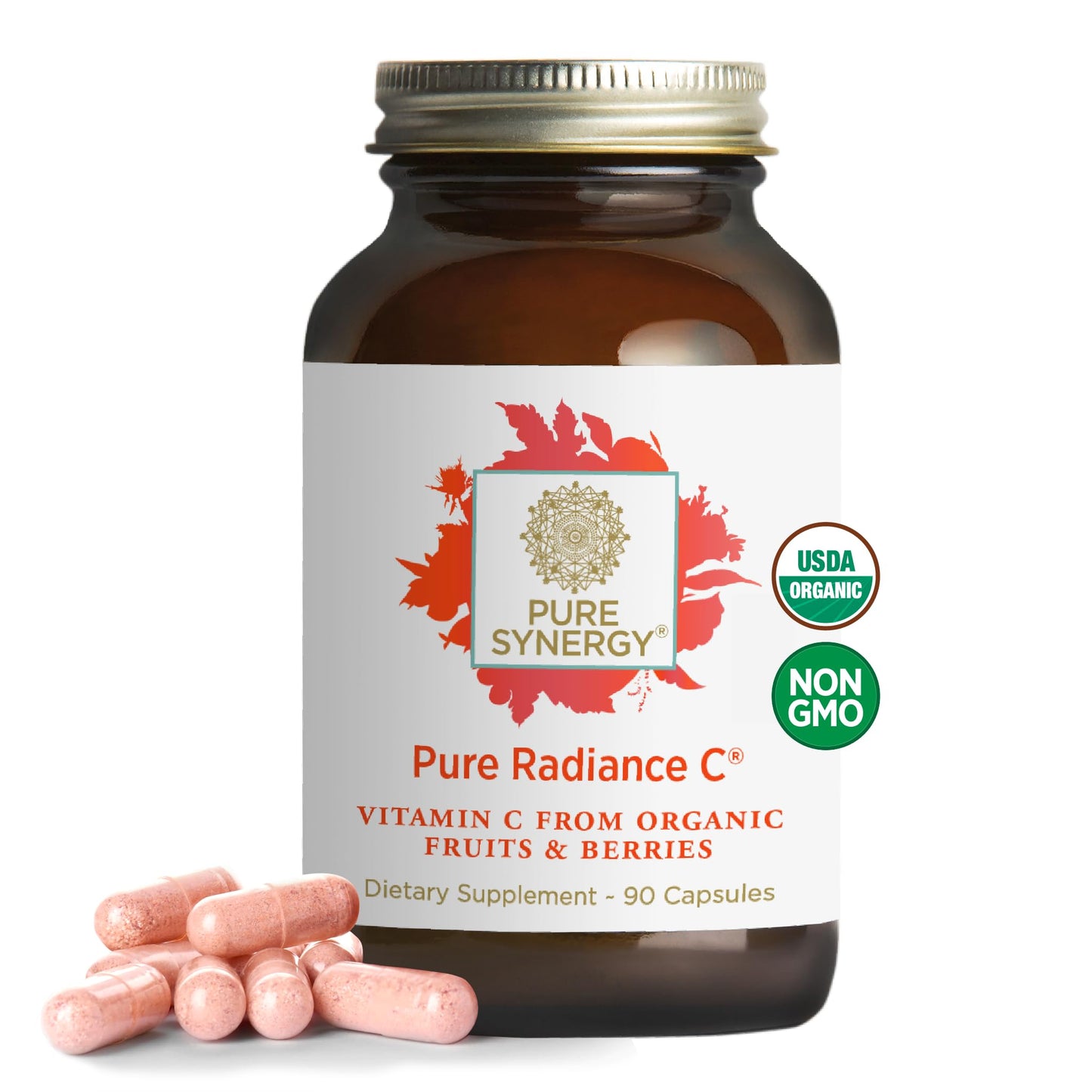 PURE SYNERGY Pure Radiance C | Organic Vitamin C Capsules | 100% Natural, Whole Food, Non-GMO Supplement with Organic Camu Camu PURE SYNERGY