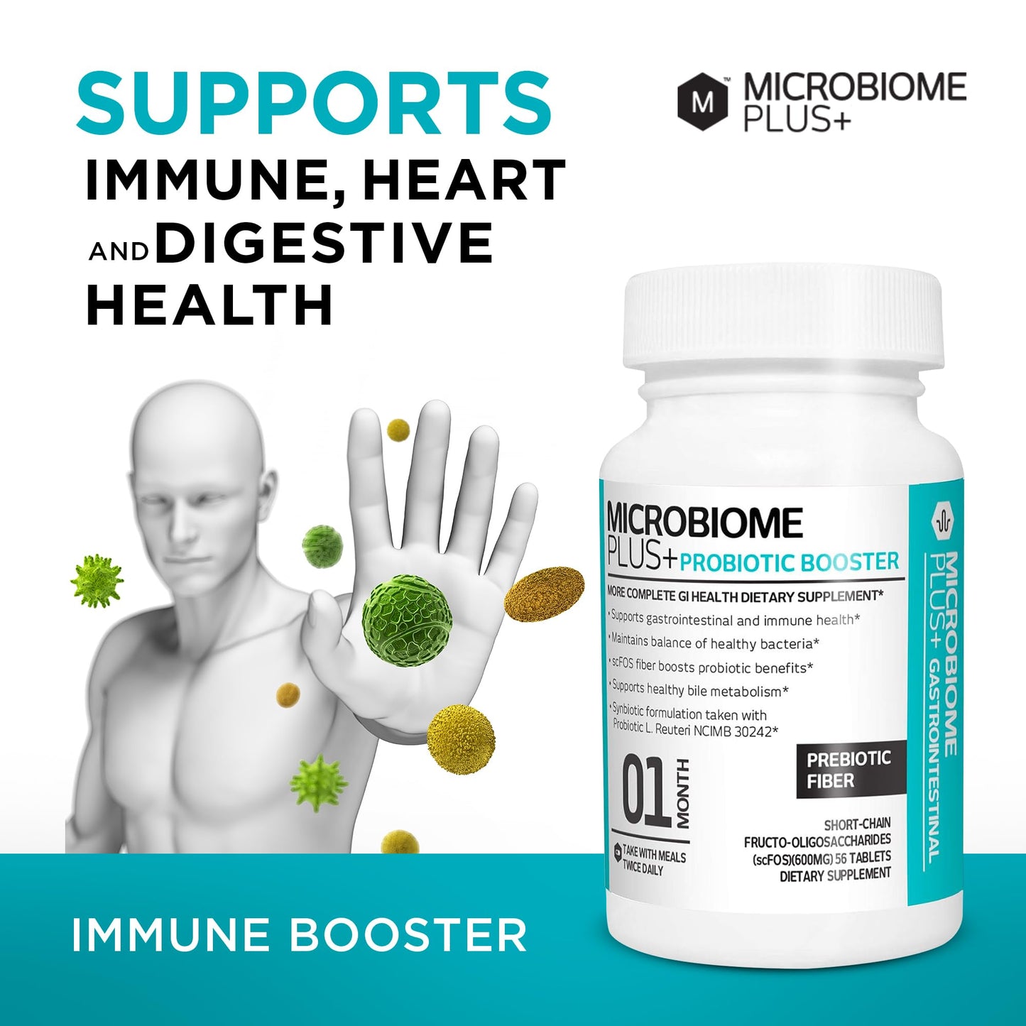 Microbiome Plus Prebiotics scFOS Prebiotic Fiber, Boosts Probiotic Benifits, GI Digestive Supplements, Allergy Safe and Gluten-Free Microbiome Plus