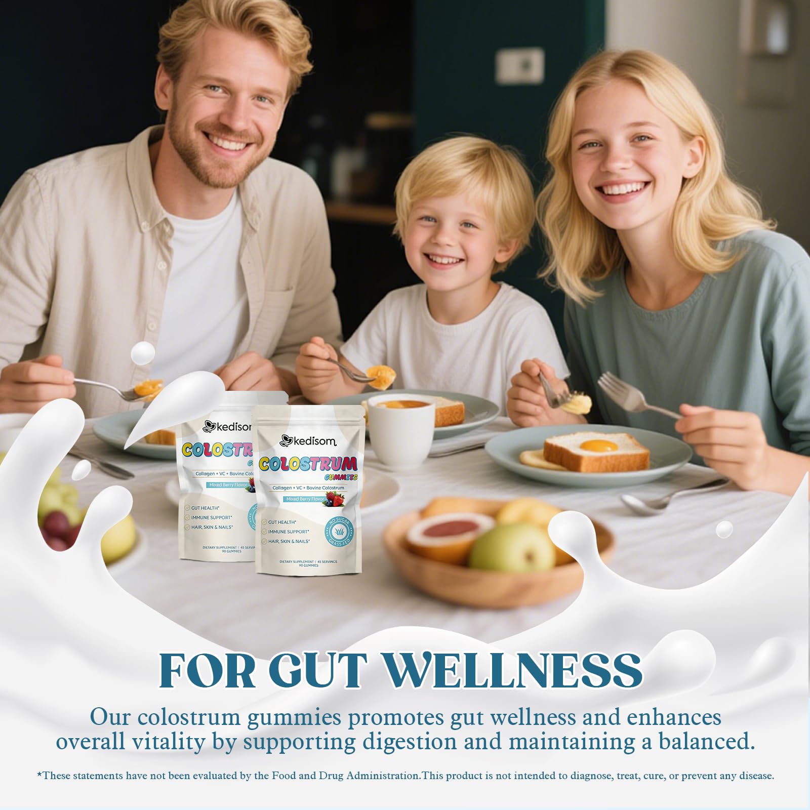 KEDISOM Colostrum Gummies, Grass Fed Colostrum Supplement, 90 Bovine Colostrum Gummies, 45 Servings, Mixed Berry, Sugar-Free KEDISOM buy australia supplements