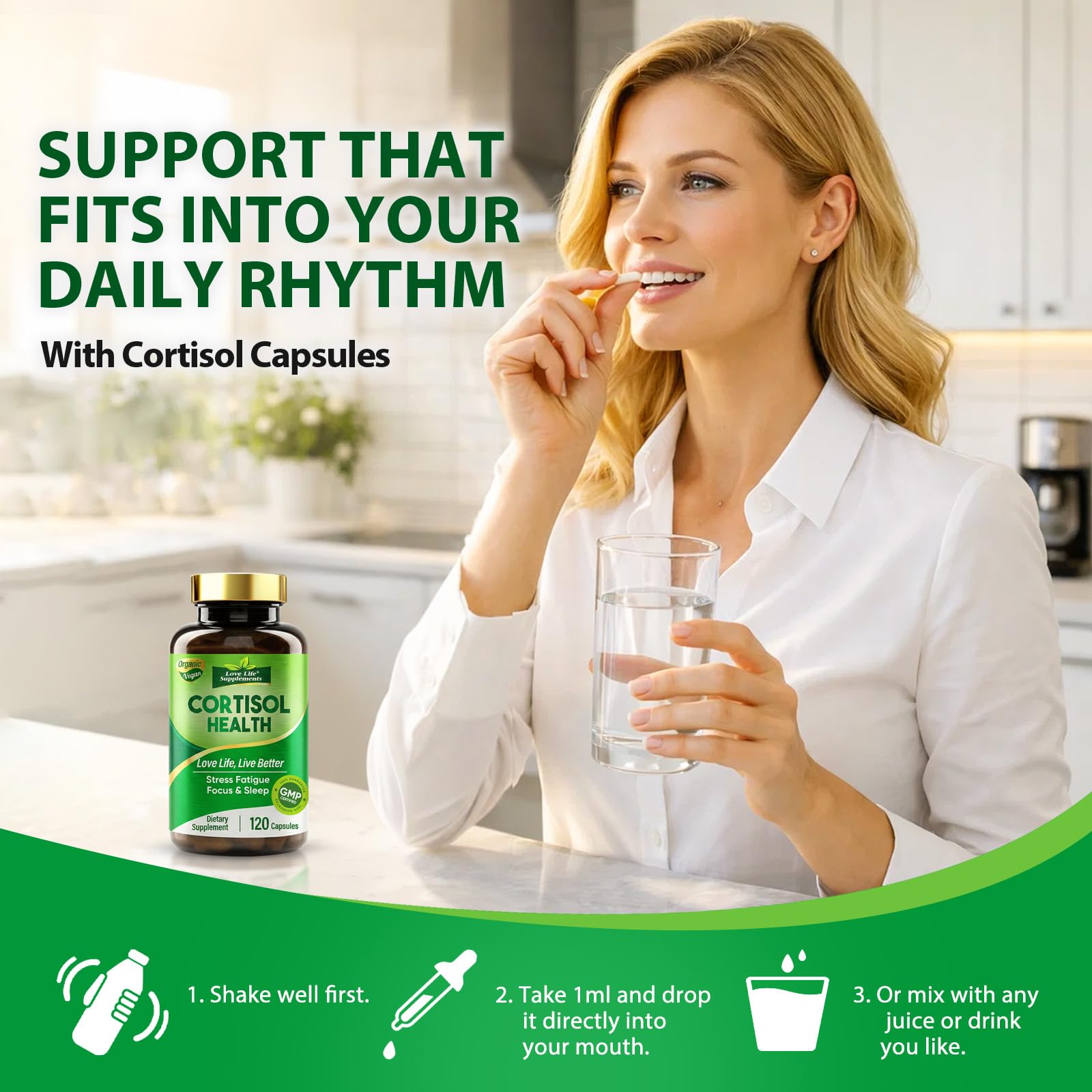 Cortisol Supplements for Women/Men, Advanced Stress & Cortisol Support with Ashwagandha & Rhodiola Rosea, Promotes Relaxation, Mood, Focus, and Restful Sleep for Men and Women, 120 Capsules Love Life Supplements buy australia supplements