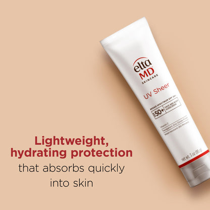 EltaMD UV Sheer Face and Body Sunscreen with Zinc Oxide, SPF 50+, 3 oz EltaMD