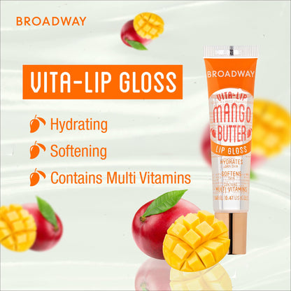 Ruby Kisses Broadway Vita-Lip Clear Lip Gloss (3 Pack Mango Butter, Rosehip, Coconut Oil), Ultra-Hydrating & Soothing Formula with Vitamin Oils, High-Shine Non-Sticky Finish, Healing Lip Balm Ruby Kisses