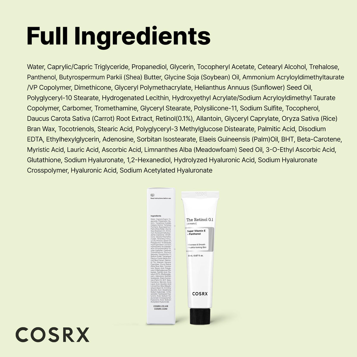 COSRX Retinol 0.1% Cream, Anti-Aging Eye & Neck Cream (0.67 fl.oz) COSRX