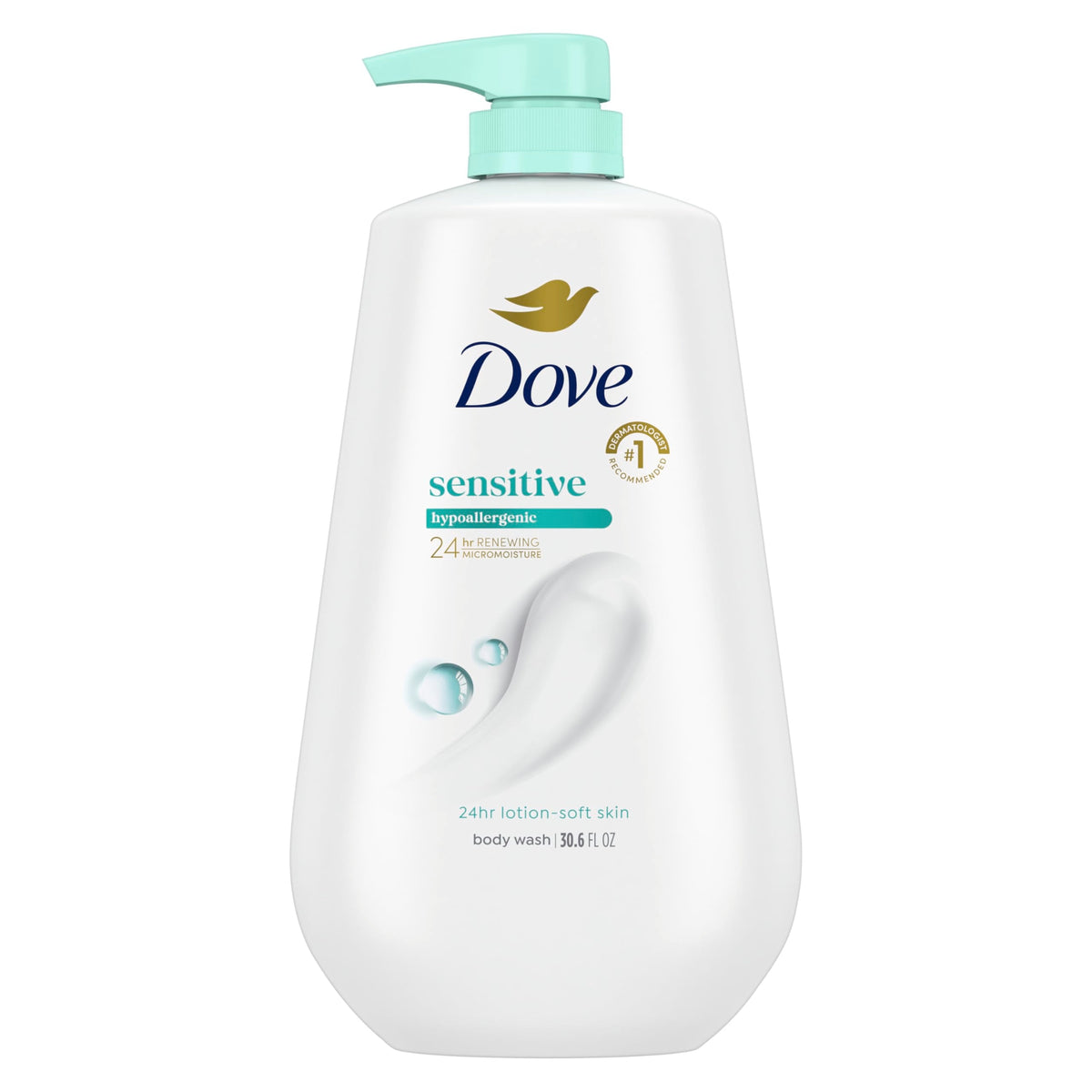 Dove Sensitive Skin Body Wash, 24hr Lotion-Soft Skin, 30.6 oz Dove