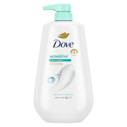 Dove Sensitive Skin Body Wash, 24hr Lotion-Soft Skin, 30.6 oz Dove