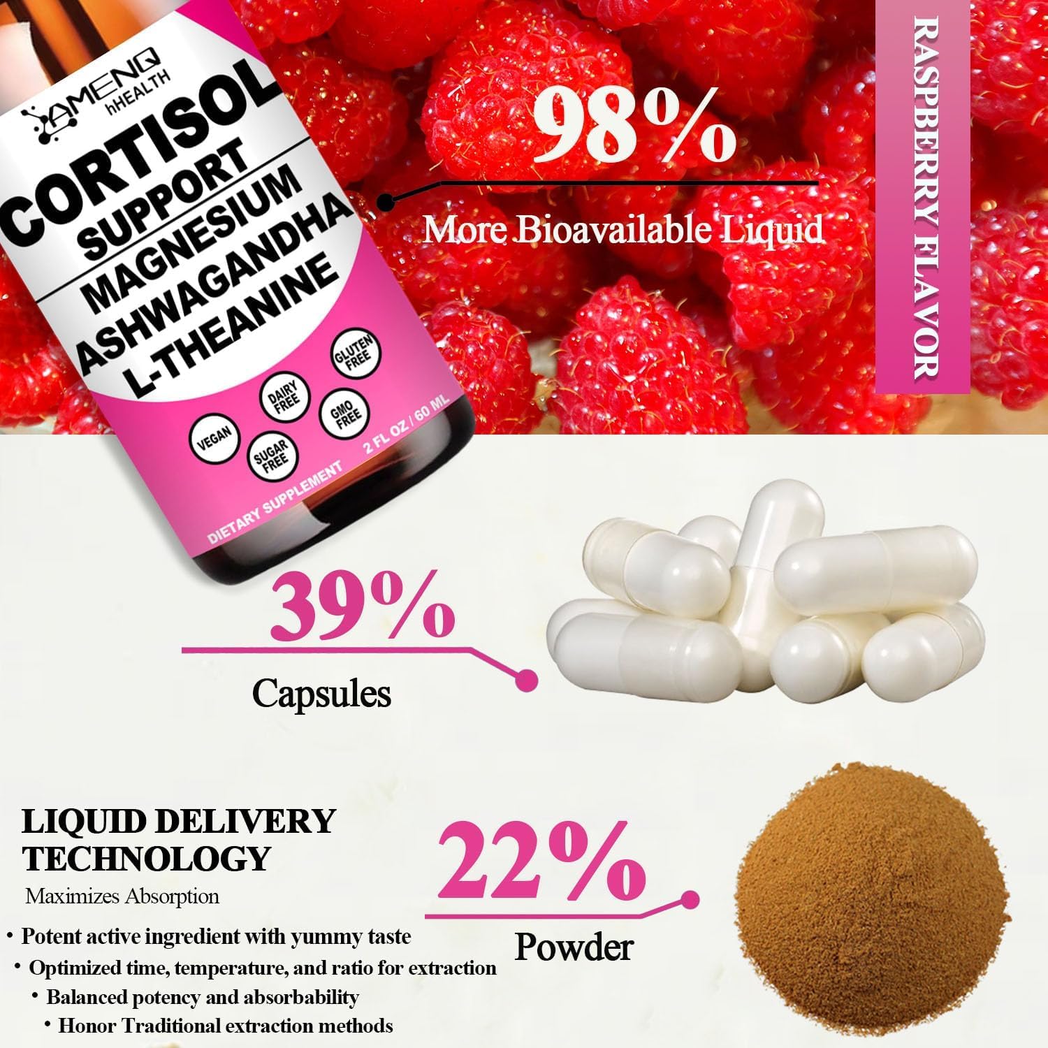 Cortisol Supplement Liquid Drops, 17-in-1 Cortisol Reducer w. Ksm-66 Ashwagandha Theanine Rhodiola Rosea Magnesium Phosphatidylserine, Hormone Balanced & Lower Cortisol for Women Calm* Relaxation AMENQ hHEALTH buy australia supplements