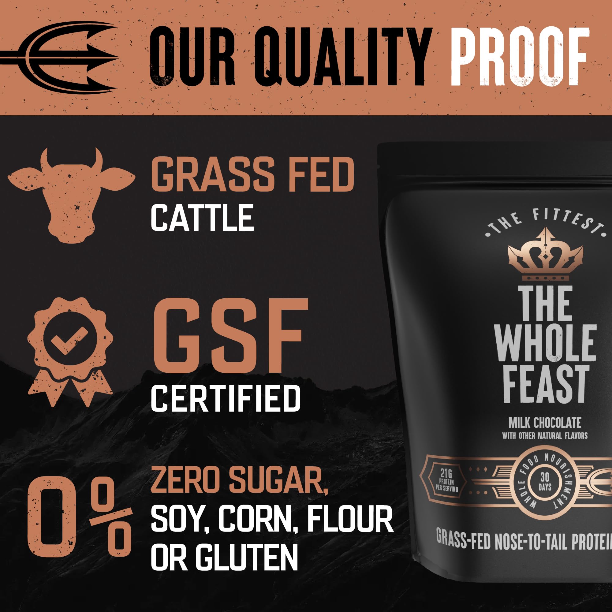 The Fittest Whole Feast Beef Protein Powder - Milk Chocolate - Grass Fed Nose to Tail Carnivore Blend Including Liver, Colostrum and Whole Bone - BCAAs - 14g Collagen, 21g Total Protein The Fittest Ever buy australia supplements