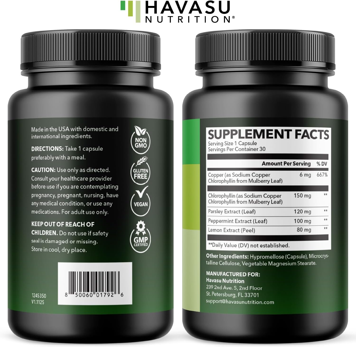 Chlorophyll Pills for Internal Cleanse & Balance, 30 Count, Internal Detox | Skin Health and Body Deodorizing Supplement with Parsley Peppermint & Lemon Extract, Vegan Non-GMO Chlorophyll Capsules Gsupps Australia