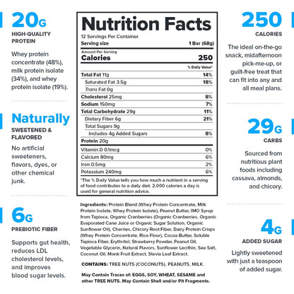 Legion Chocolate Chip Cookie Dough Protein Bar - 100% Whey Protein Bars Low Sugar High Protein with Prebiotic Fiber - Soy-Free, Gluten Free, Naturally Flavored, Low Fat, High Protein Bars (12 Count)