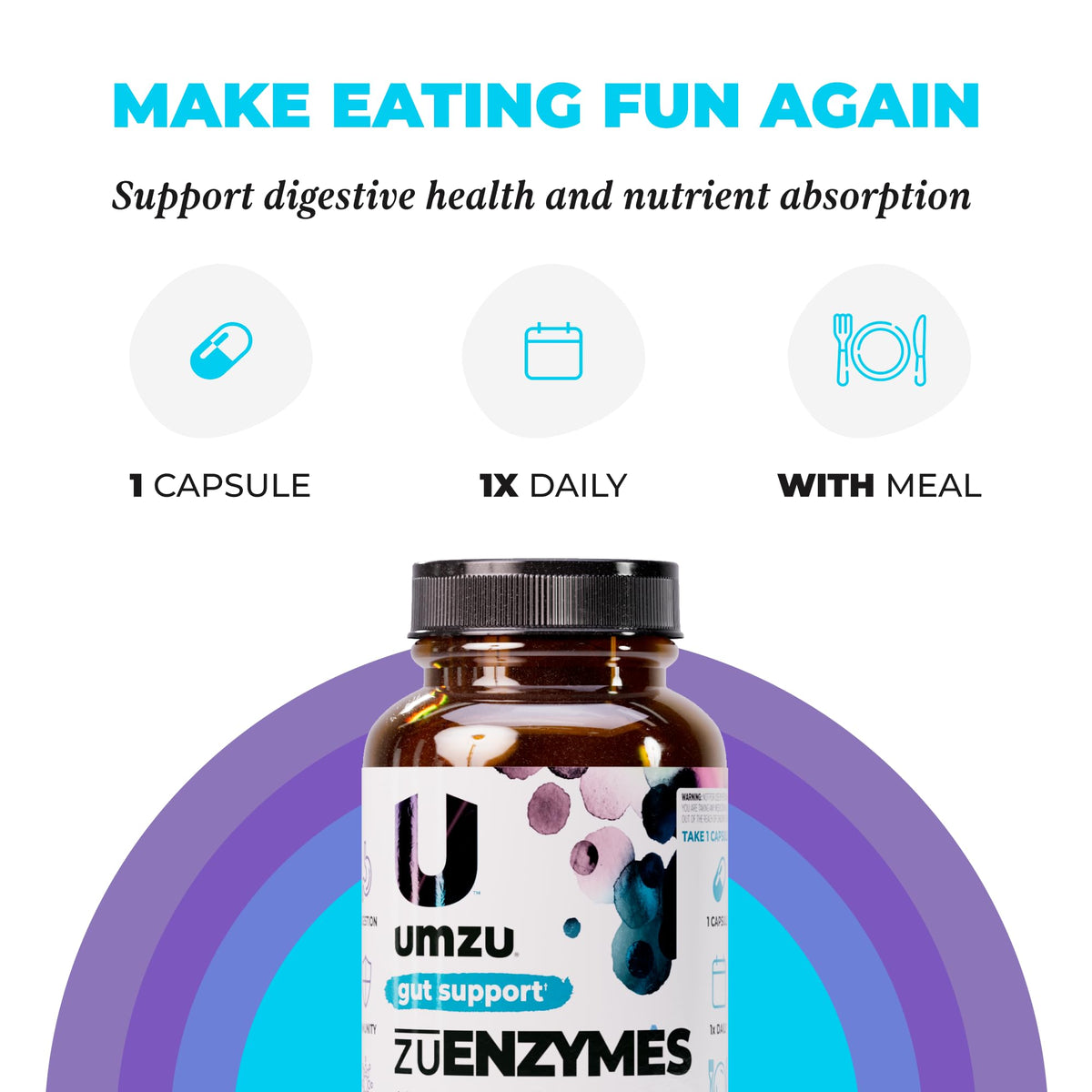 UMZU zuEnzymes Digestive Support Supplement, (30 Day Supply) – 21 Enzyme Blend with Lipase Protease & Amylase – Digestive Enzymes for Gut Health & Probiotic Daily UMZU