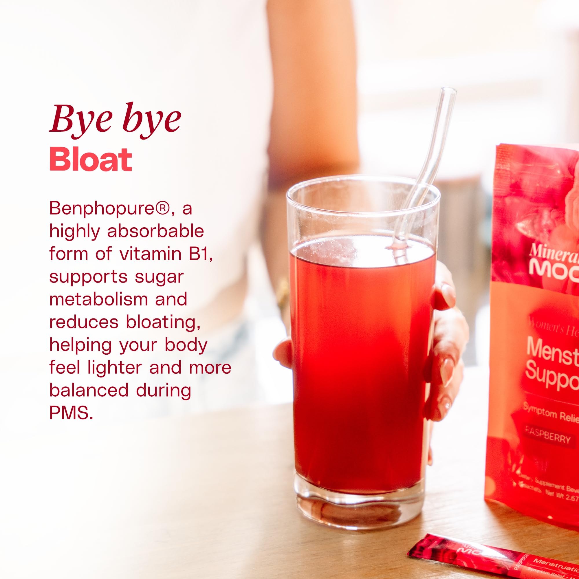 Mineral Moon Premium Menstruation Support - 14 Sachets Raspberry Drink - Hormonal Balance & PMS Support - Reduce Period Cramps, Fatigue & Nausea -with Magnesium Bisglycinate, BenfoPure B1 & Vitamin B6 Mineral Moon buy australia supplements