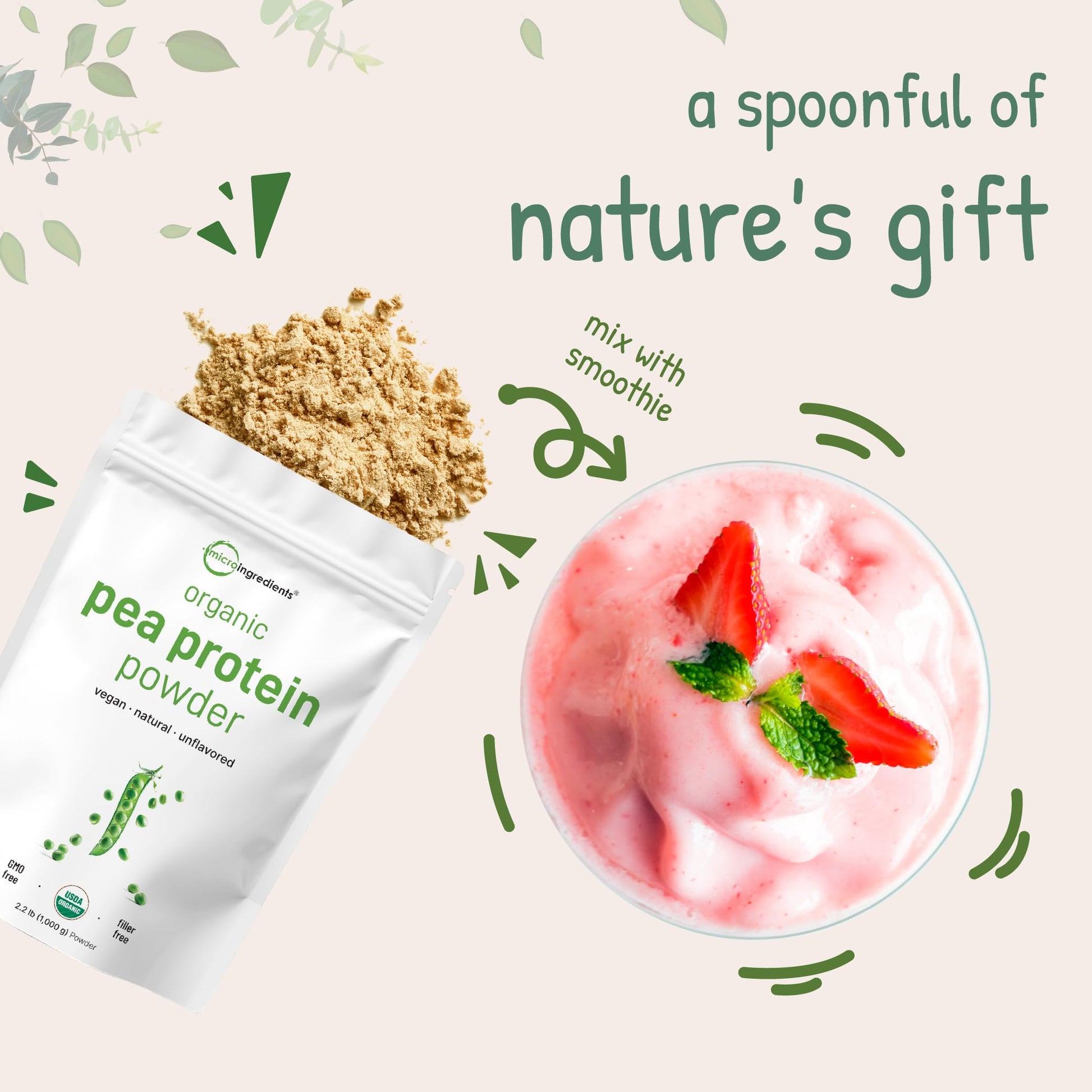 North America Grown, Organic Pea Protein Powder, 1KG (2.2 Pounds) | Plant-Based Vegan Protein, Meatless Protein Supplement, Natural Branched Chain Amino Acids | Non-GMO, Soy Free Micro Ingredients buy australia supplements