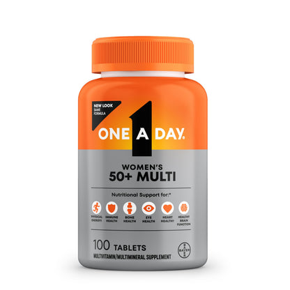One A Day Multivitamin for Women 50 and Over Tablets, Womens Multivitamin 50 plus with Vitamins D, C, E, Zinc & Biotin, Daily Vitamins ONE A DAY