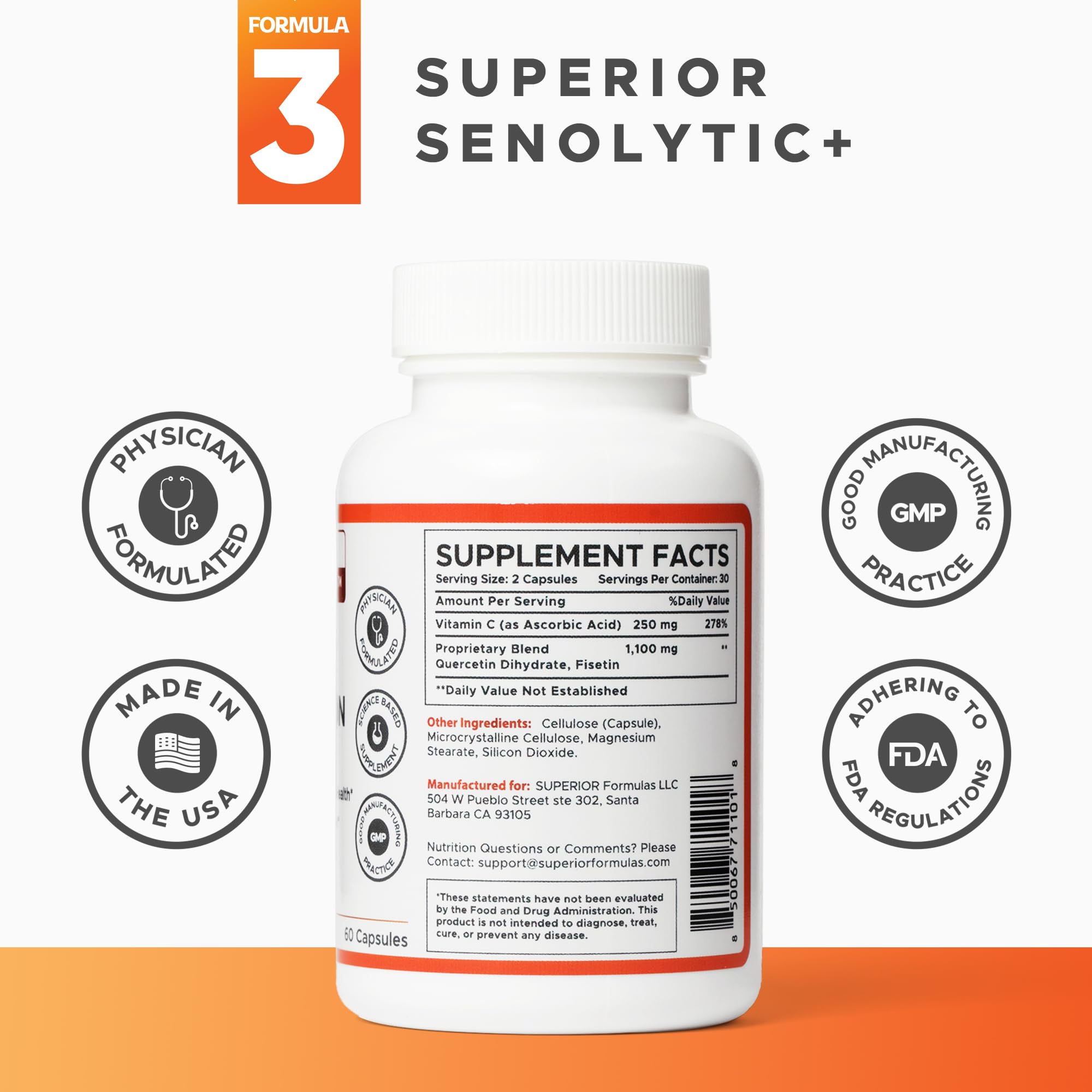 Superior Formulas | Superior SENOLYTIC+ | Fisetin-Quercetin Complex | Physician-Formulated and Science-Based Supplement for Adults 18+ | Promotes Cellular Repair | Boosts Longevity & Healthspan Superior Formulas LLC buy australia supplements