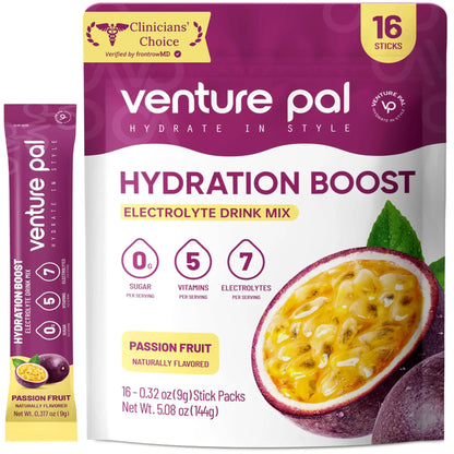 Venture Pal Sugar Free Electrolyte Powder Packets - Liquid Daily IV Drink Mix for Rapid Hydration & Party Recovery | 5 Vitamins & 7 Electrolytes| Keto Friendly Venture Pal