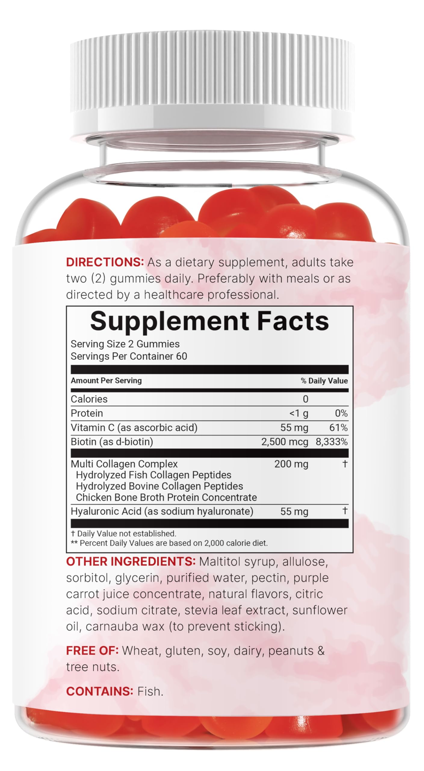 Micro Ingredients Multi Collagen Peptides, 120 Collagen Gummies | Type I,II,III,V,X Protein with Biotin, Hyaluronic Acid, & Vitamin C Complex | Pomegranate & Berry Flavored Micro Ingredients