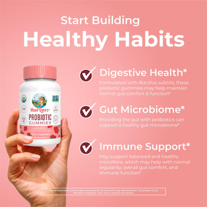 MARYRUTH'S USDA Organic Probiotic Gummies Probiotic Digestive Support | Immune Support | Digestive & Gut Health Supplement | 5 Billion CFU MARYRUTH'S