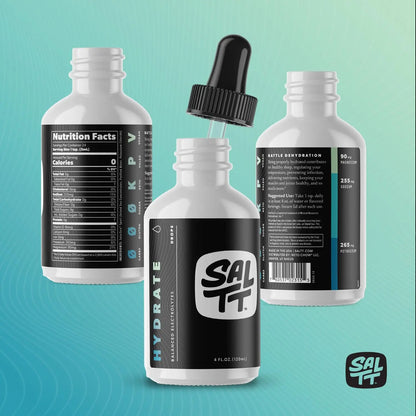 SALTT - Hydrate (4 oz) - Electrolytes Drops - Energy Boost - Sodium, Potassium, Magnesium, Zinc, Copper - Unflavored - Ultra Low Carb - Zero Sugar, Vegan, Keto Chow