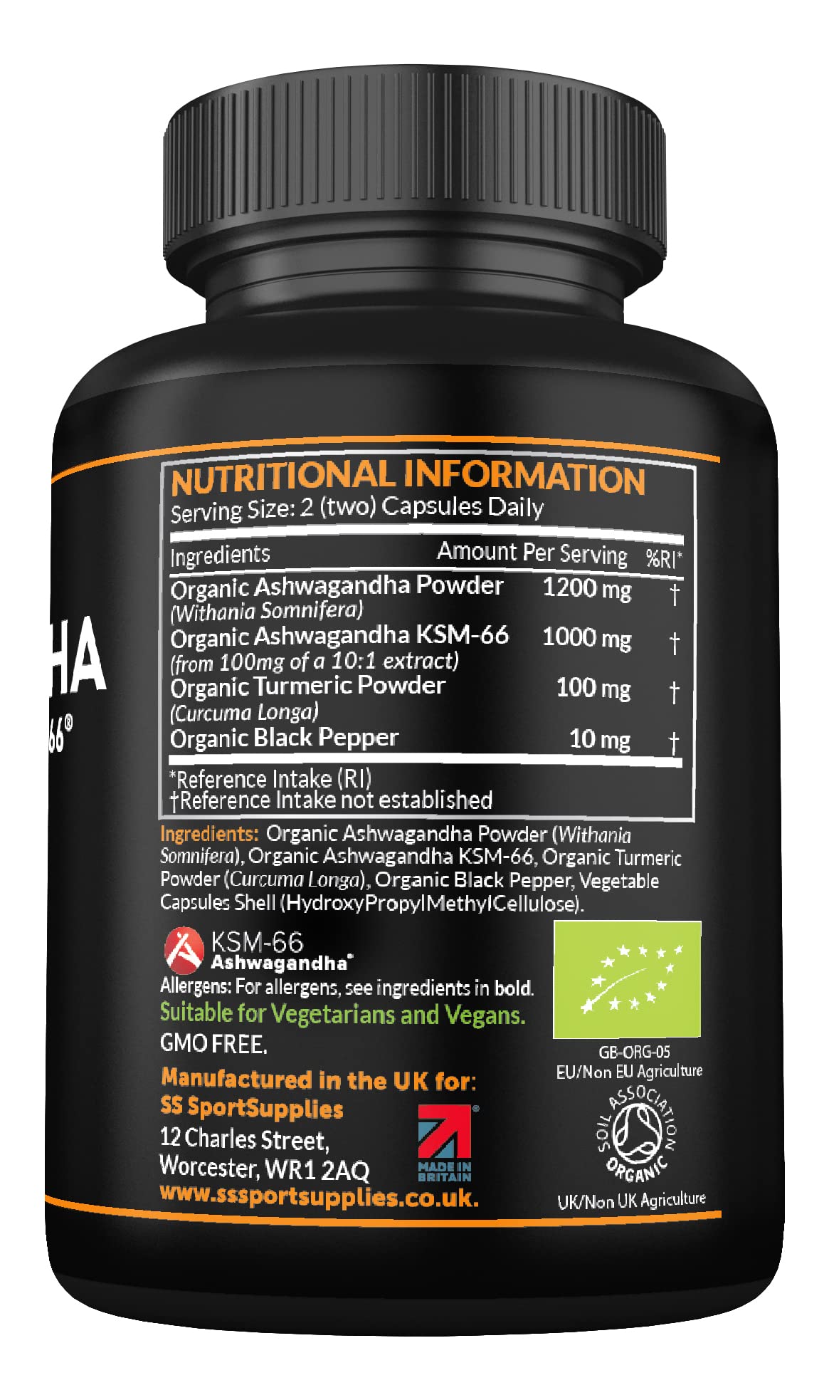 Organic Ashwagandha Capsules 1200mg Boosted with 100mg of Organic KSM-66 SS Sport Supplies buy australia supplements
