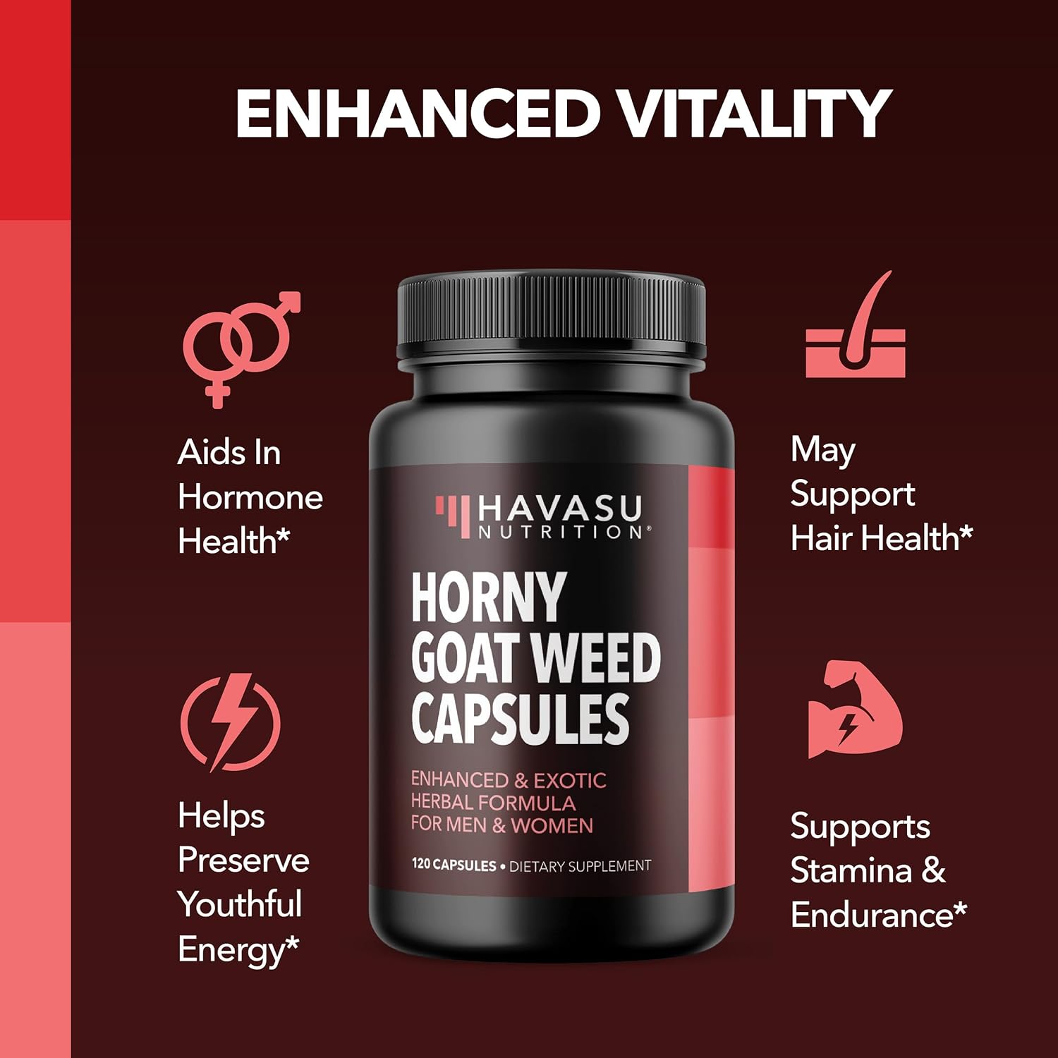 Horny Goat Weed with Maca, Tongkat Ali and Saw Palmetto, 60 Servings | Vegan, Non-GMO, Gluten free Horny Goat Weed Capsules for Men & Women, Extra Strength Performance, 120 Count, 2 Month Supply Gsupps Australia