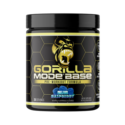 Gorilla Mode Base Pre Workout - Raises Nitric Oxide · Intense Focus & Drive · Endurance · Power - L-Citrulline, L-Tyrosine, Betaine, Alpha-GPC, Caffeine, Huperzine A - 234g (Mouthwatering Watermelon)