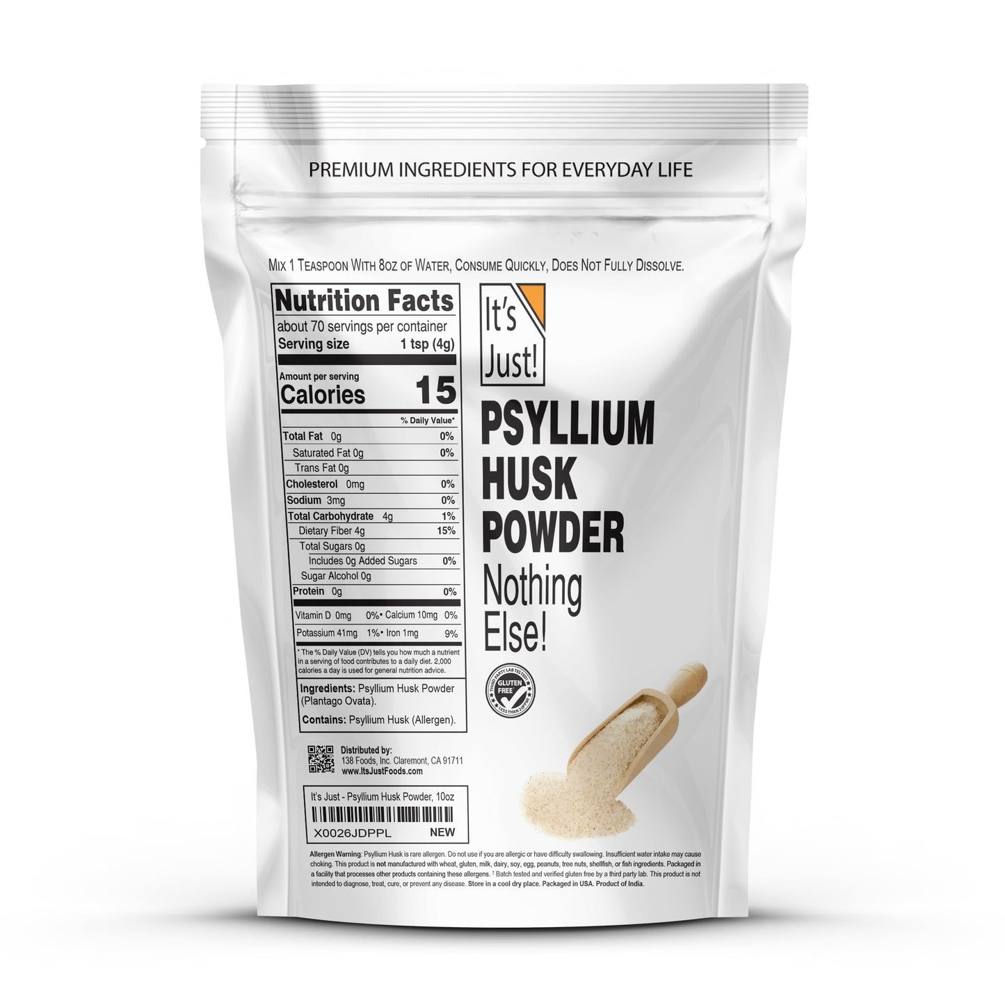 It's Just! - Psyllium Husk Powder, Easy Mixing Dietary Fiber, Cleanse Your Digestive System It's Just!