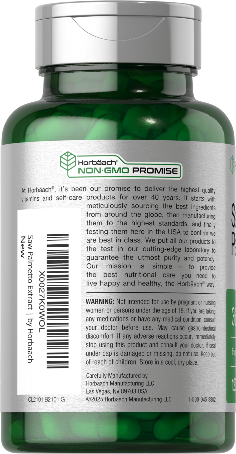Horbäach Saw Palmetto Extract | 120 Capsules | Non-GMO and Gluten Free Formula | from Saw Palmetto Berries Horbäach