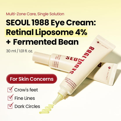 K-SECRET SEOUL1988 Retinal Eye Cream for Crow's Feet & Eye Bags, 1.01 fl oz K-SECRET