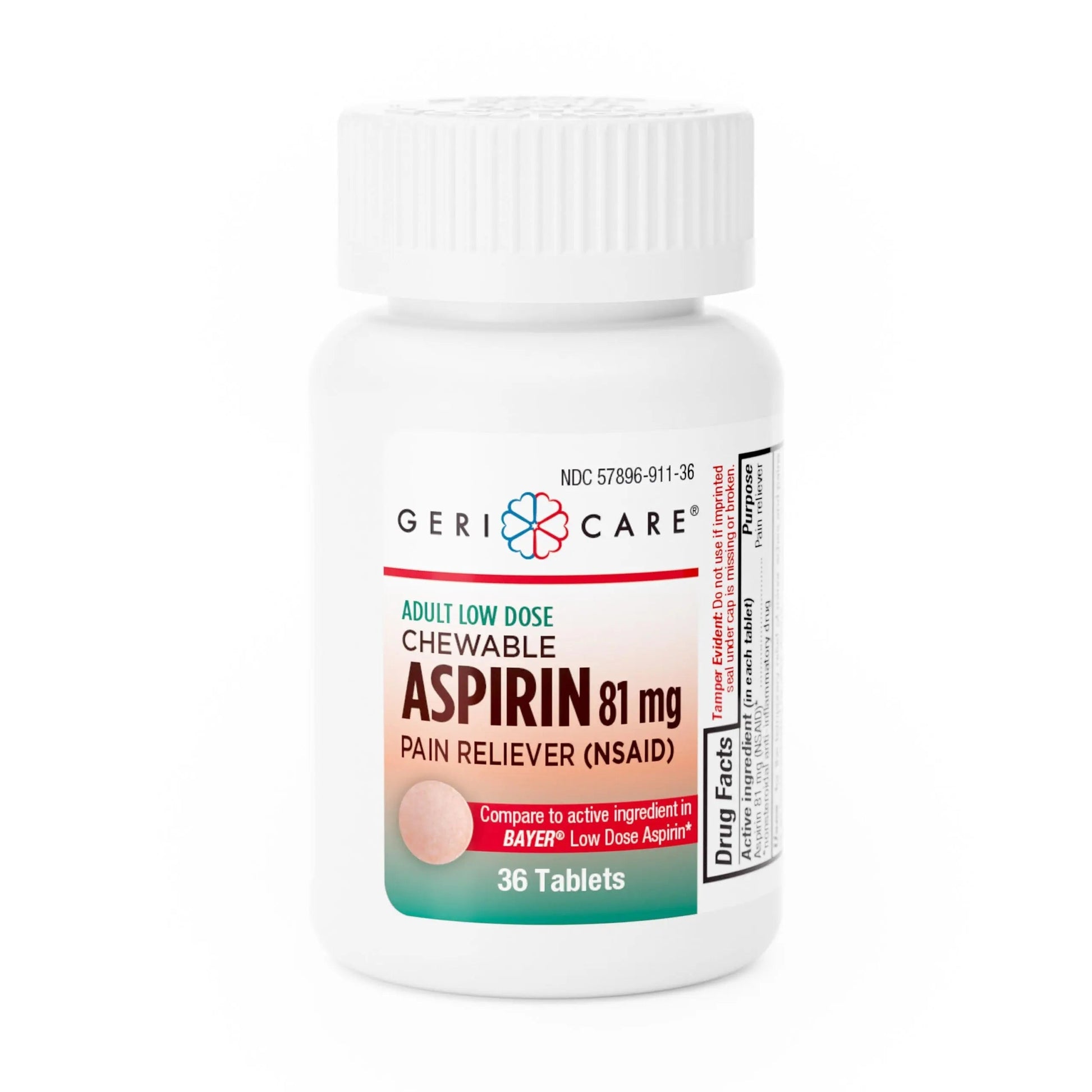 GeriCare Low Dose Adult Chewable Aspirin 81mg, Pain Reliever, Fever Reducer, 36 Count (Pack of 4) GeriCare buy australia supplements