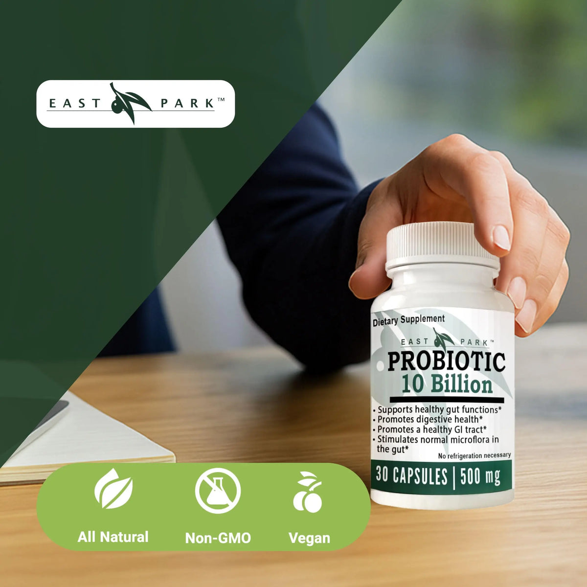 East Park Research d-Lenolate Probiotic Supplement | Probiotic 10 Billion CFUs Supports Gut & Digestive Health | Dietary Supplement Probiotics EAST PARK