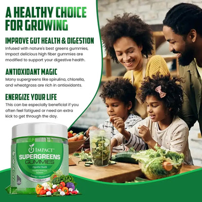 IMPACT Fiber Gummies for Adults, Women & Kids – Supergreens Veggies Daily High Fiber Gummies, for Gut Health & Immunity, Vegetarian Gummy Fiber Supplement, IMPACT