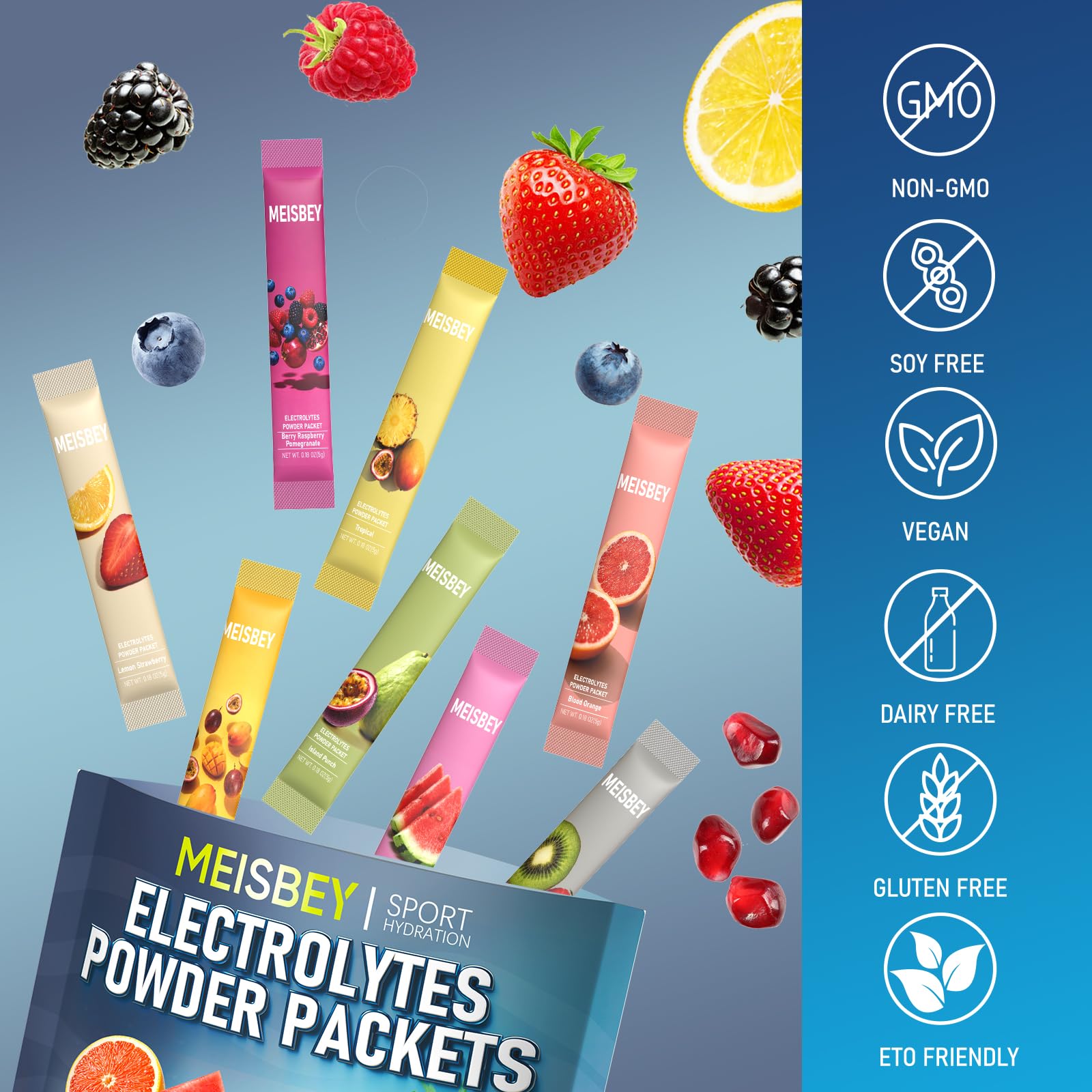 Meisbey Electrolyte Powder Packets – 32 Sticks Sugar Free Hydration Packets, Liquid Daily IV Electrolyte Hydration Powdered Drink Mix with Vitamins & Minerals, Keto Friendly, Vegan, Non-GMO Meisbey buy australia supplements