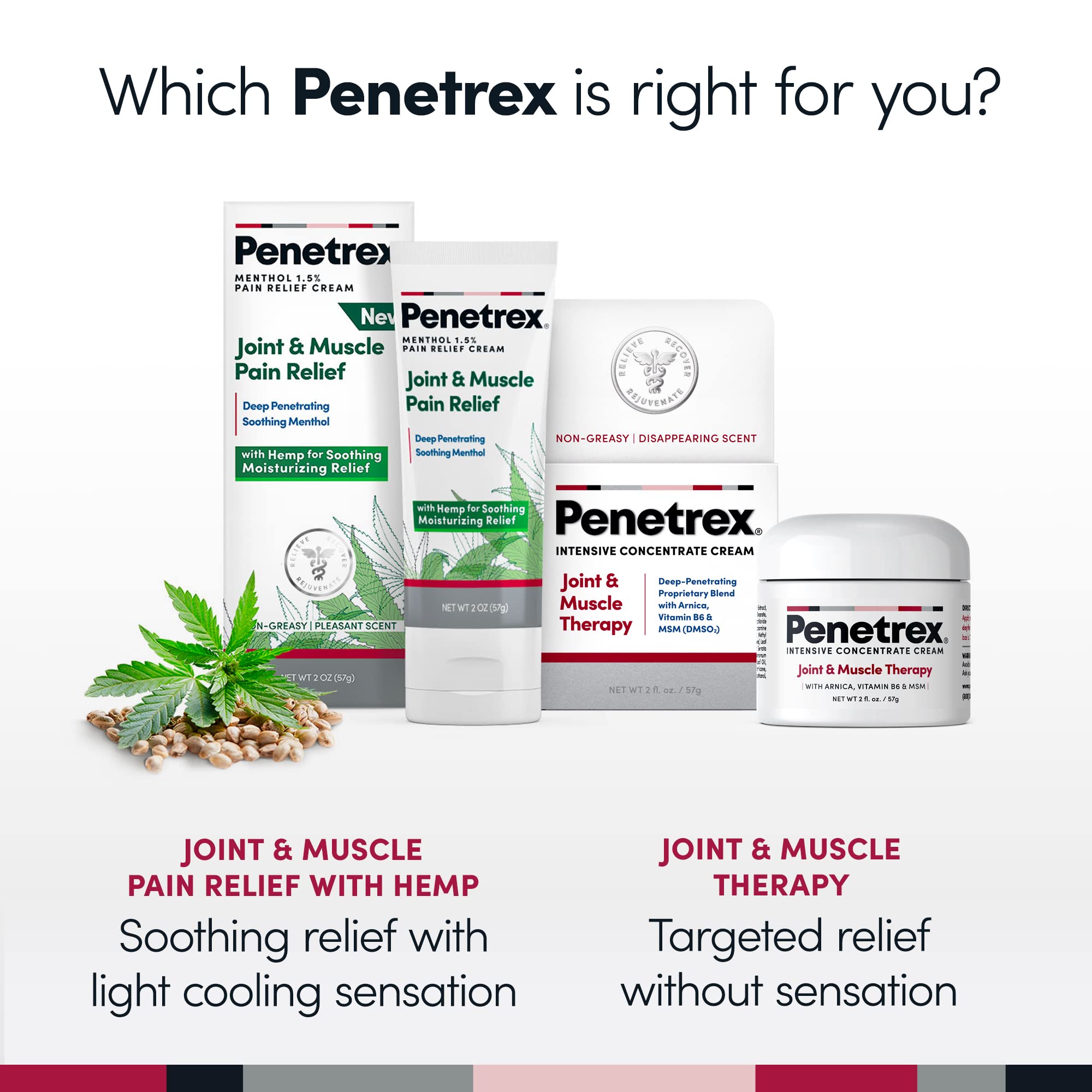 Penetrex Soothing Joint & Muscle Pain Relief Cream with Hemp - Deep Penetrating Menthol, Arnica and Hemp for Soothing, Hydrating Relief - Non-Greasy, Easy to Apply, Pleasant Scent- 2oz Squeezable Tube Penetrex buy australia supplements