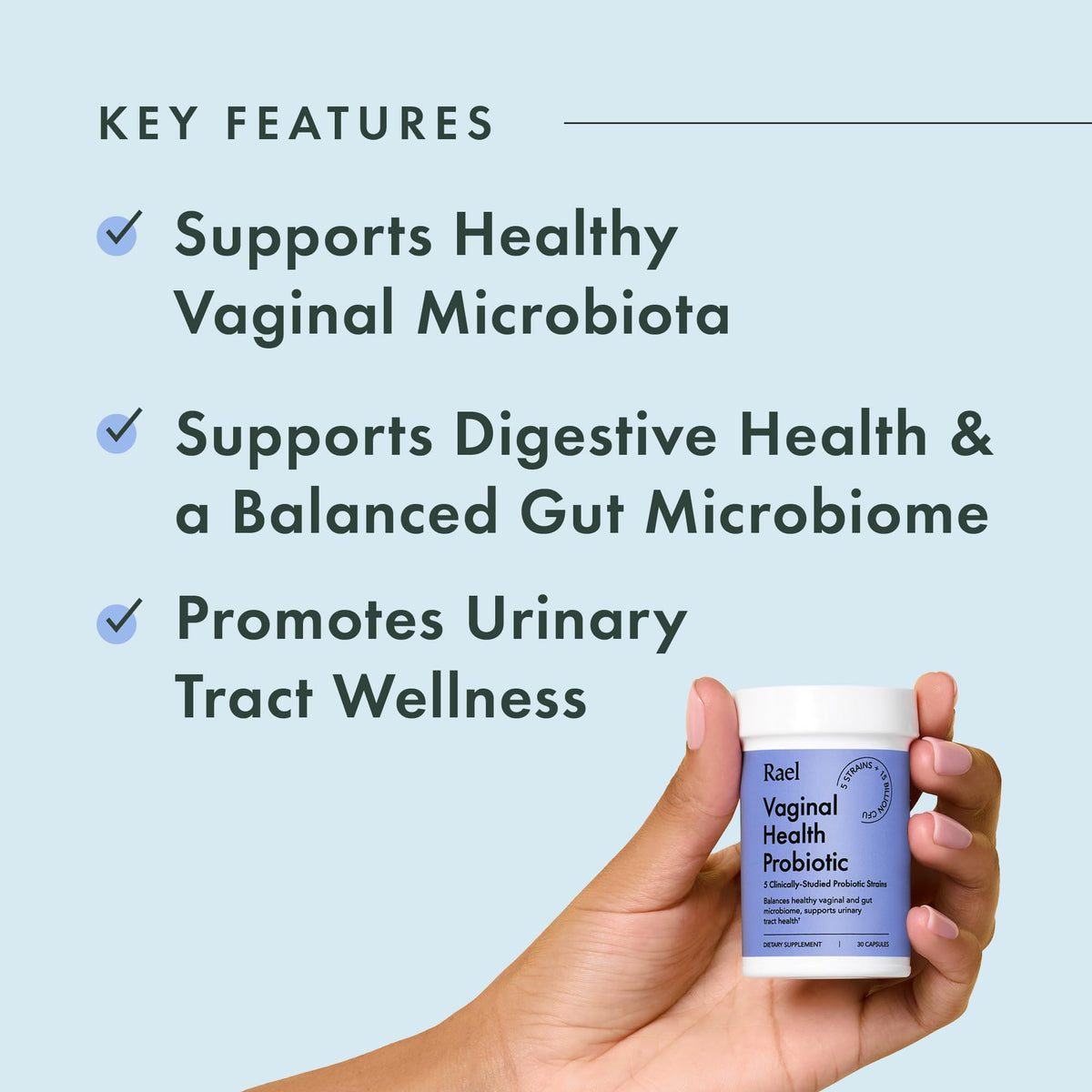 Rael Probiotics for Women - pH Balance Supplement with Prebiotics, Vaginal Immune Health (30 Servings) Rael