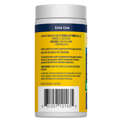 Renew Life Extra Care Digestive Probiotic Capsules, 50 Billion CFU Guaranteed, Daily Supplement Supports Immune, Digestive, Respiratory Health(1), L. Rhamnosus GG, Dairy, Soy and Gluten-Free, 90 Count | 90 Vegetarian Capsules | Supports Digestive, Immune Gsupps Australia