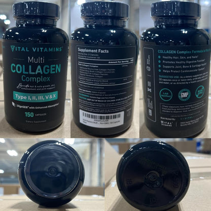 Vital Vitamins Multi Collagen Peptides Complex for Women & Men, 150 Pills | Supports Skin, Hair & Nails, 5 Collagen Types I II III V & X, Grass-Fed Non-GMO Collagen Supplements Gsupps Australia