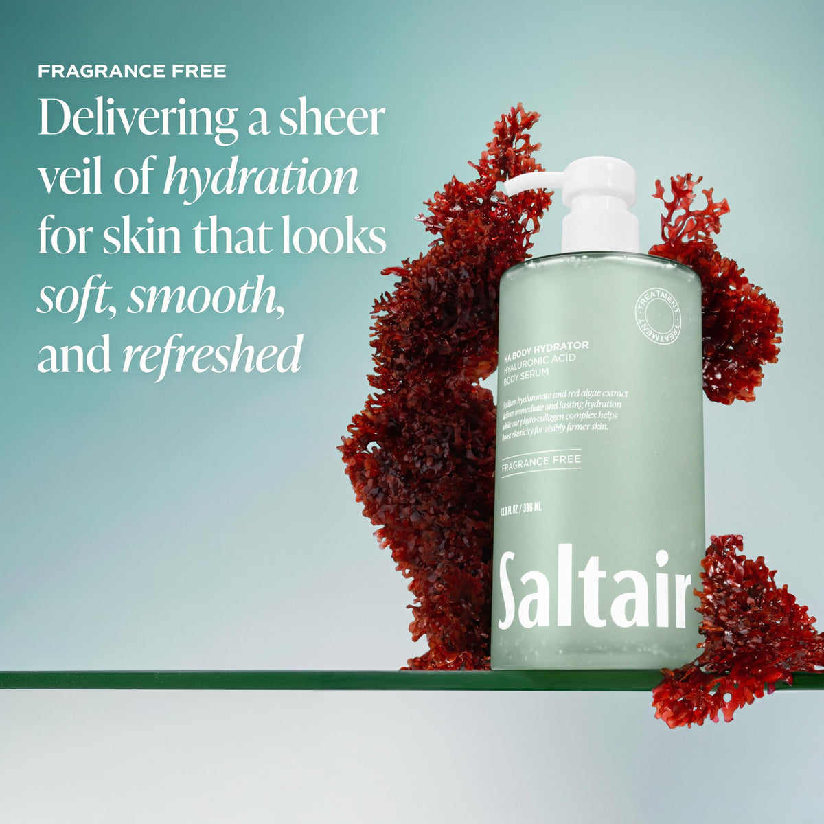 Saltair Hyaluronic Acid Body Serum | Fragrance-Free HA Hydrator | 13 oz Saltair