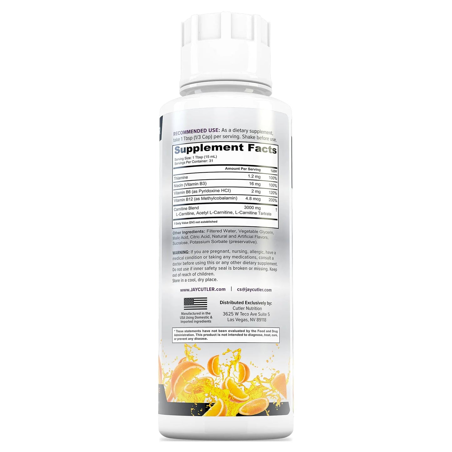 Cutler Nutrition Liquid L-Carnitine Fat Burner Supplement with Acetyl L-Carnitine & L-Carnitine Tartrate - Fat Burner Formula for Optimal Absorption Cutler Nutrition