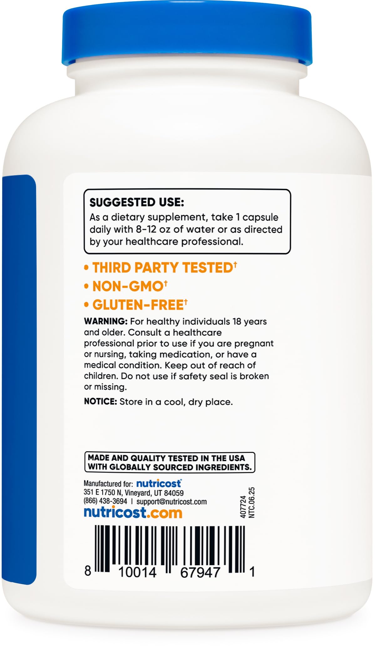 Nutricost Potassium Citrate 99mg, 500 Capsules Nutricost