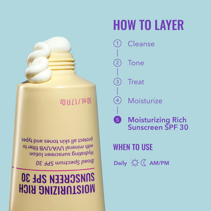 Good Molecules Moisturizing Rich Face Sunscreen Broad Spectrum SPF 30, 1 oz Good Molecules
