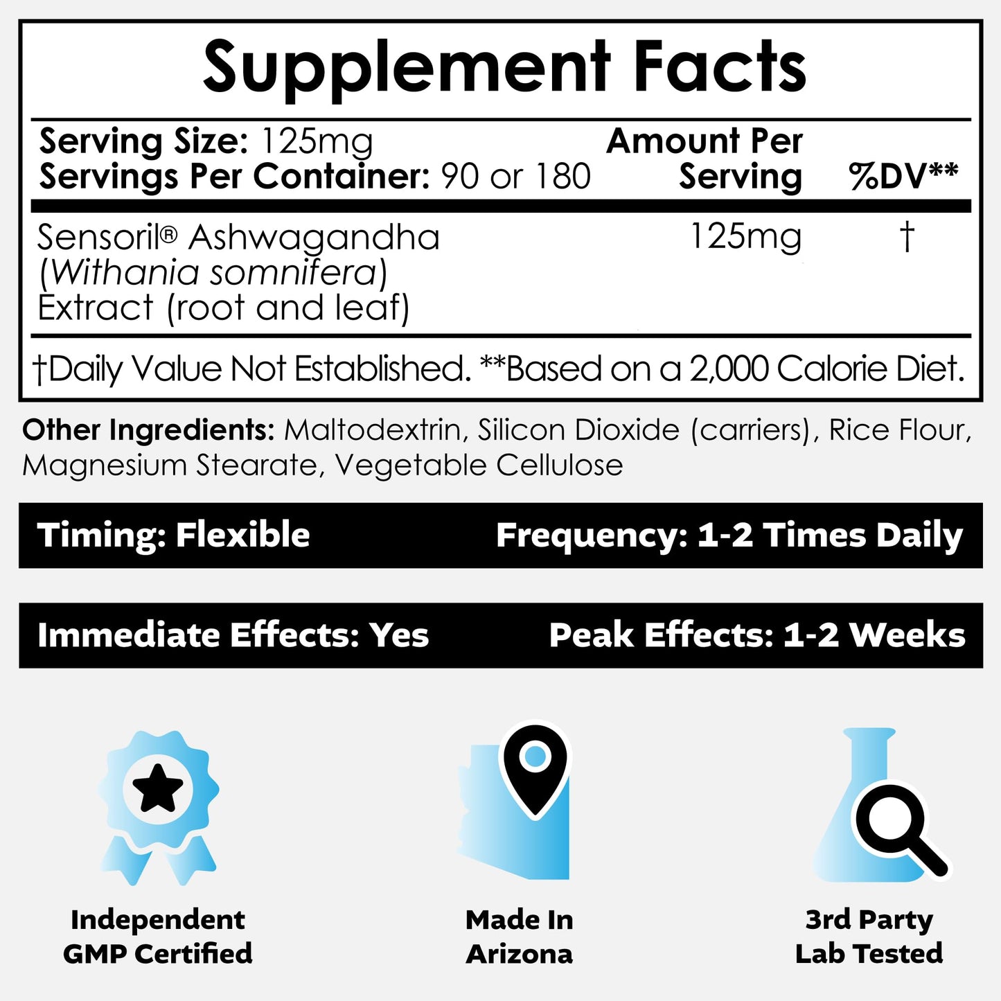 Nootropics Depot Sensoril Ashwagandha Capsules | 125mg | 90 Count | Ayurvedic Herb | Standardized Withania somnifera Extract