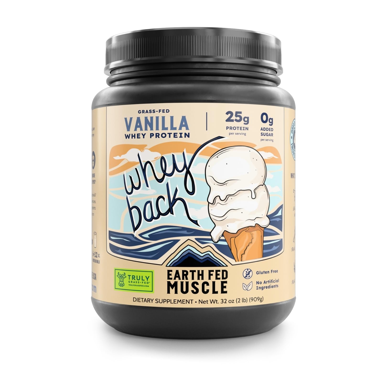 Earth Fed Muscle Whey Back Irish Grass Fed Whey Protein Isolate, Third-Party Certified. 25g Protein, Vanilla - Non-GMO, Hormone Free, Soy Free, Gluten Free - 2 LB, 29 Servings Earth Fed Muscle buy australia supplements