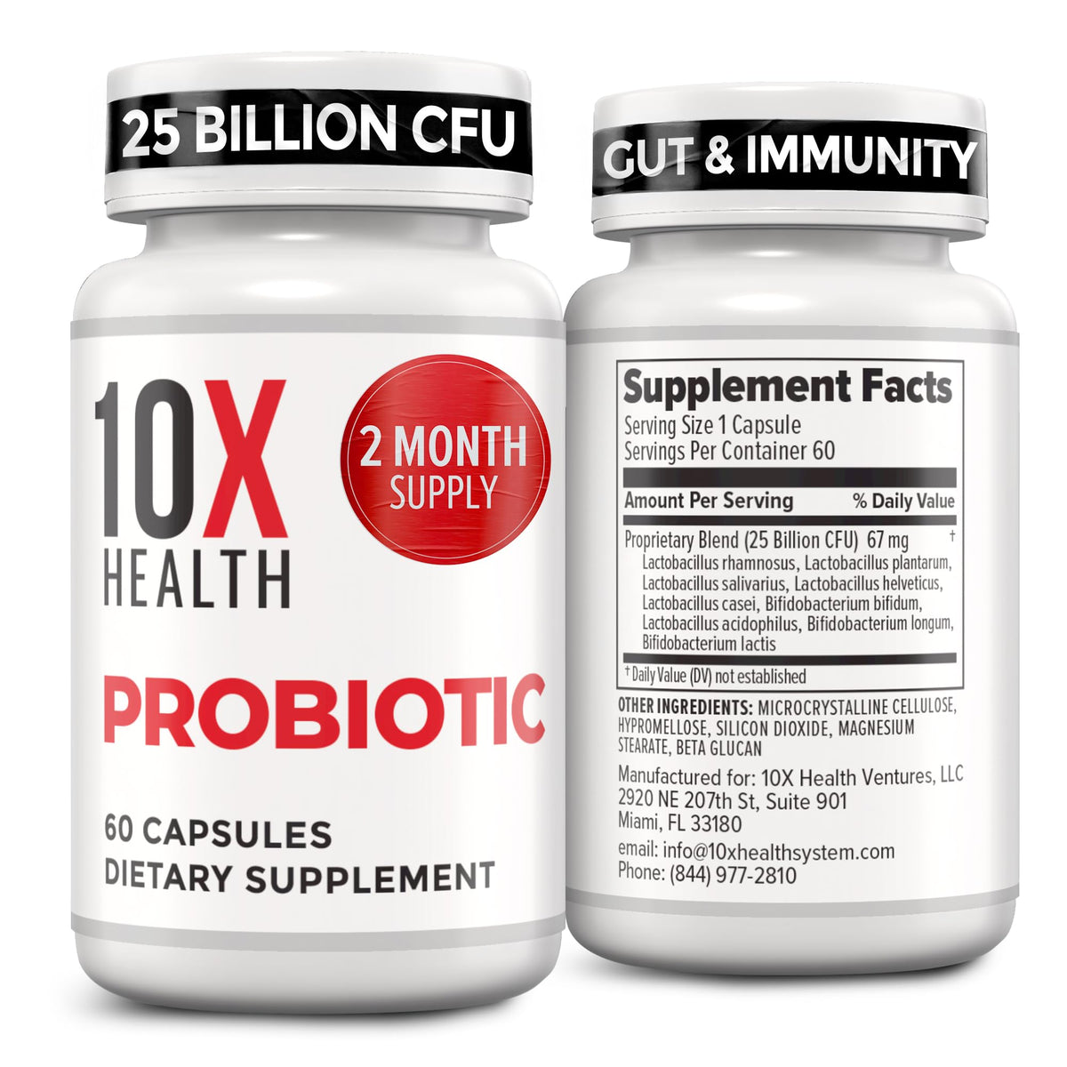 10X Health Probiotics for Men - 60 Capsules Immune Support Supplement & Probiotics for Digestive Health with Lactobacillus Rhamnosus, 10X Health System