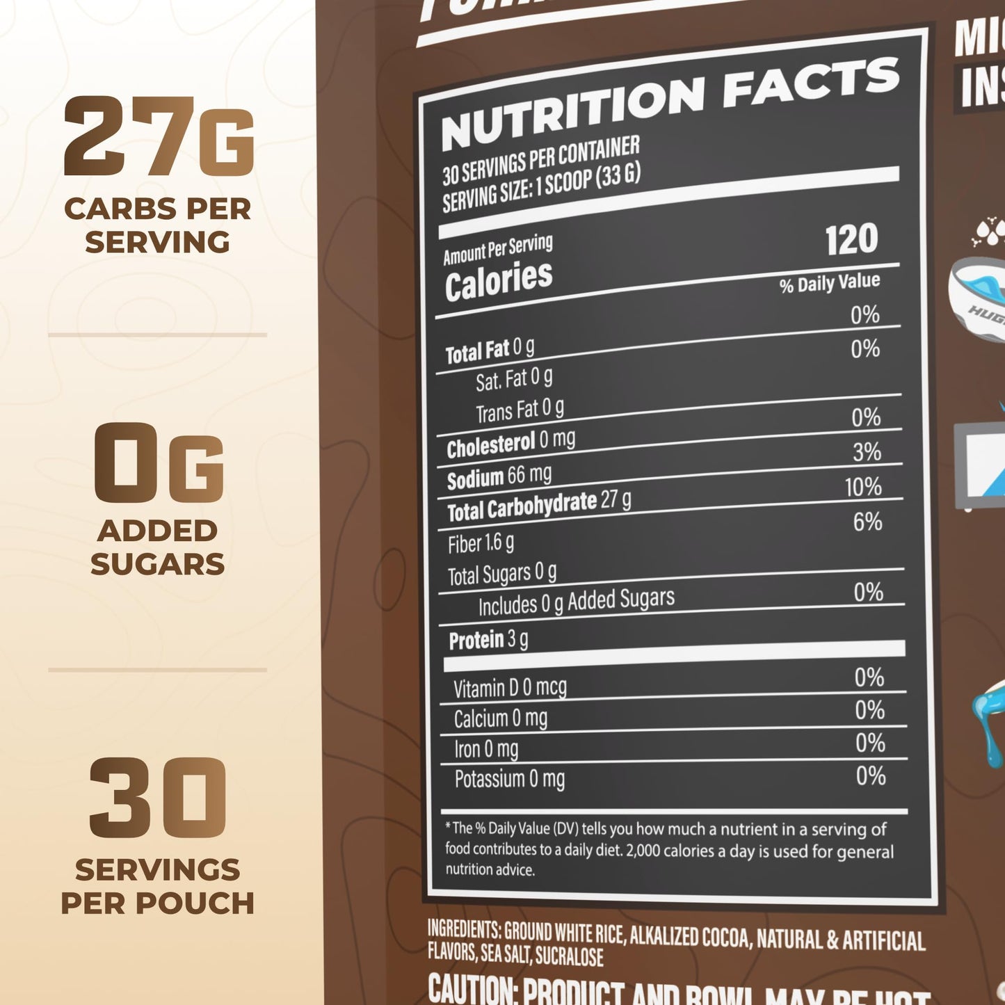 Huge Creamy Rice, Maple Brown Sugar, Rice Cereal (Cream of Rice Style), Quick & Easy Preparation, Fast-Digesting Carbohydrates, Sugar-Free, Creamy Texture, Pre & Post Workout Fuel, 30 Servings