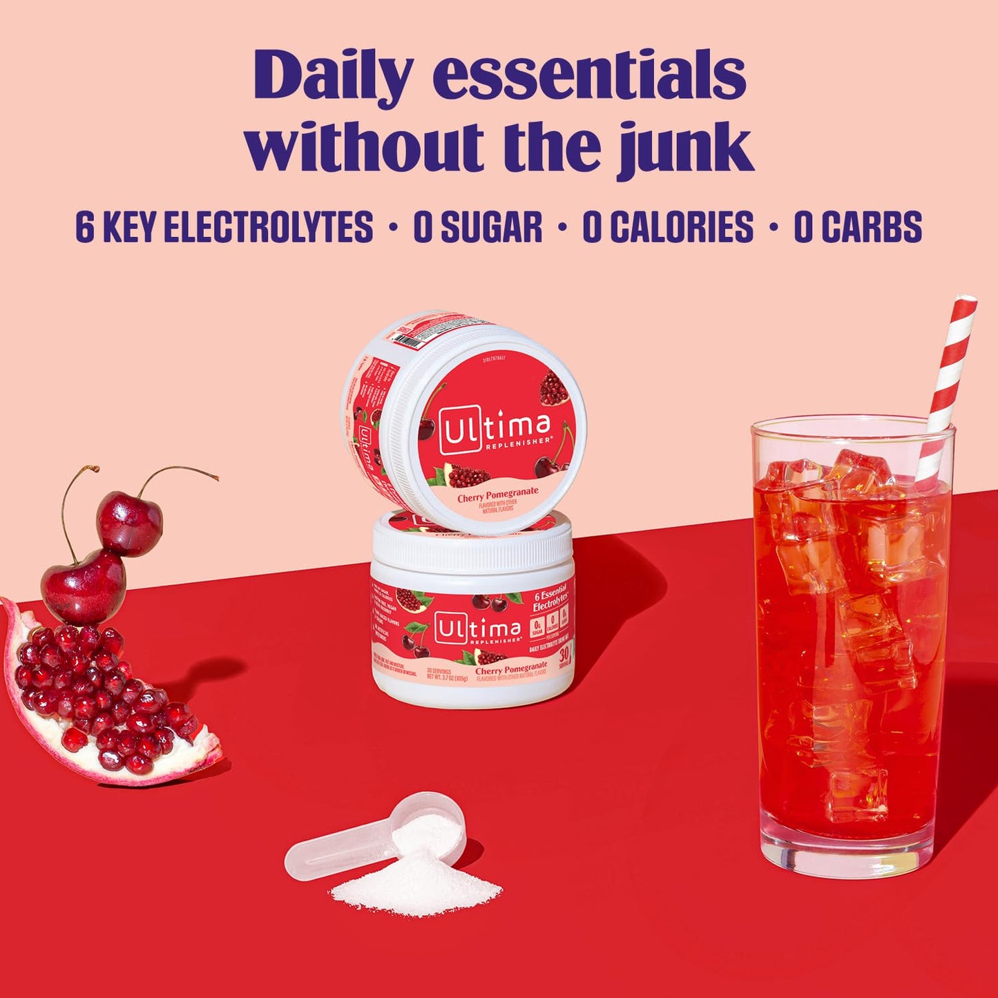 Ultima Replenisher Daily Electrolyte Powder Drink Mix – Sugar Free – Cherry Pomegranate, 30 Servings – Hydration Powder with 6 Electrolytes Ultima Replenisher