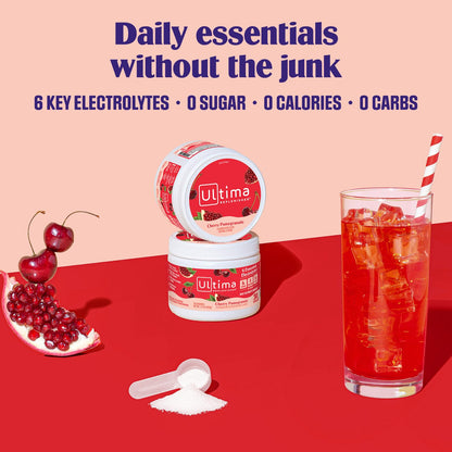Ultima Replenisher Daily Electrolyte Powder Drink Mix – Sugar Free – Cherry Pomegranate, 30 Servings – Hydration Powder with 6 Electrolytes Ultima Replenisher
